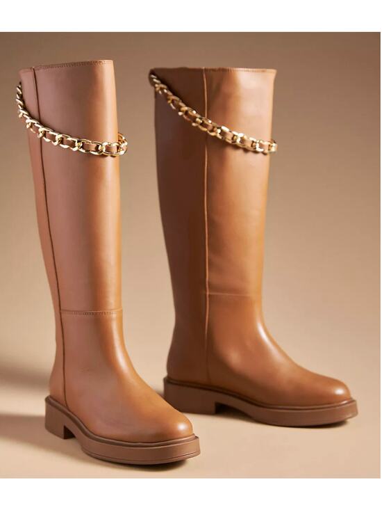 Anthropologie Shoes - ALOHAS Brown Leather Lug Chunky Sole Pier Tall Boots Chain sz 39 Anthropologie